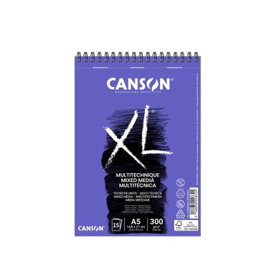 Blok CANSON XL Mixmédia, A5, 300 g/m2, 15 listů